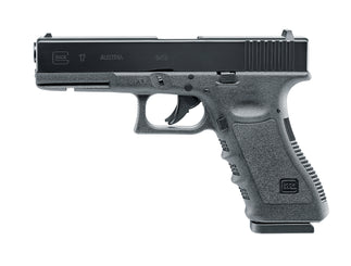 Glock17 CO2-Pistole in schwarz Mündung zeigt nach links