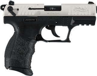 Walther P22 Q Schreckschusspistole schwarz/nickel seitliche Ansicht Mündung zeigt nach rechts
